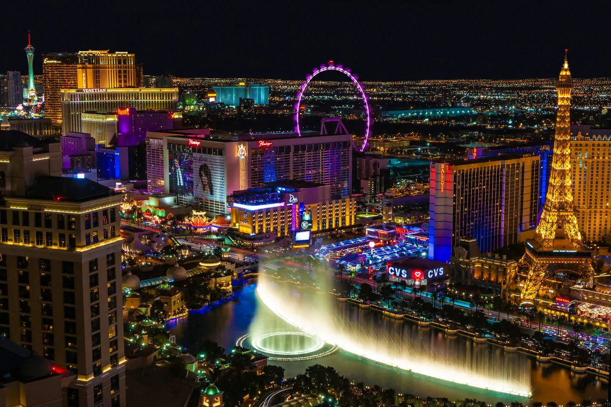 The Las Vegas Strip at night seen from above